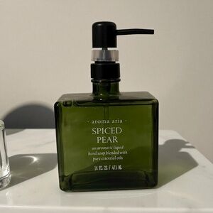 Aroma Aria Spiced Pear Hand Soap • 16 oz • Green Glass Bottle • Essential Oils